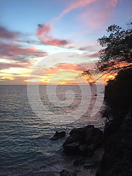 Sunset by the Caribbean sea