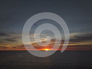 Sunset on Caribbean sea from a cruise ship