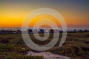 Sunset in Carrasqueira ancient fishing port