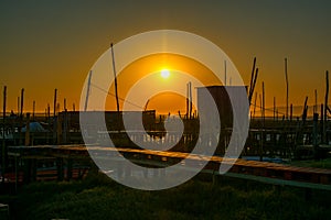 Sunset in Carrasqueira ancient fishing port