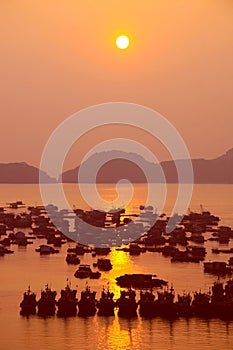 Sunset at Catba island, Halong Bay