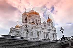 Sunset at Cathedral of Jesus Christ the Saviour, Moscow