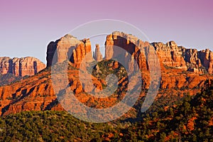 Sunset on Cathedral Rock near Sedona, Arizona.