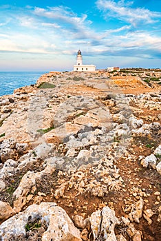 Sunset in Cavalleria Lighthouse on Minorca Island, Spain