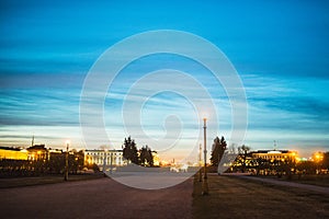 Sunset on the Champ de Mars in St. Petersburg