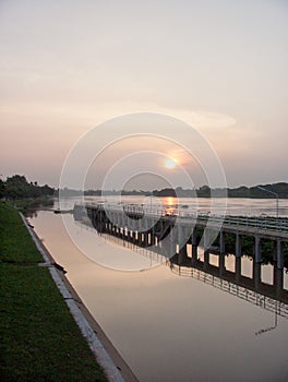 Sunset at Chao Phraya river side