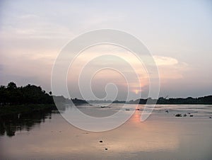 Sunset at Chao Phraya river side