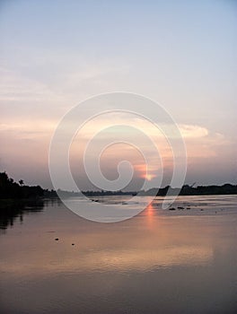 Sunset at Chao Phraya river side