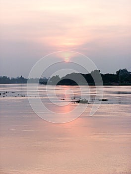 Sunset at Chao Phraya river side