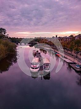 Sunset in Chester (UK) on the river Dee