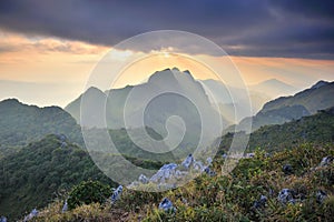 Sunset at Chiangdao Mountain, Chiangmai : Thailand