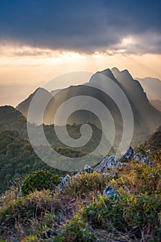 Sunset at Chiangdao Mountain, Chiangmai : Thailand