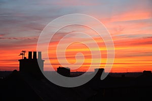 Sunset with chimney pots