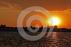 Sunset at Chobe River, Okavango Delta in Botswana