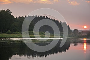 Sunset on Chusovaya river