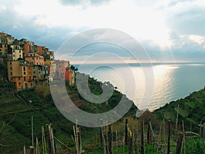 Sunset at Cinque Terre in north-west Italy