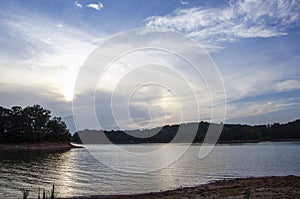 Sunset and Cirrus Clouds over Tugaloo State Park Georgia