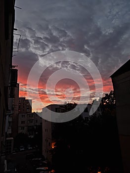 Sunset in city Iasi beautiful