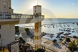 Sunset in the city of Salvador behind the Lacerda elevator