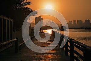 Sunset in the city travel in United Arab Emirates.