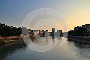 Sunset and city in Verona, ÃÂ°talya. photo