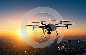 Sunset City View With Drone