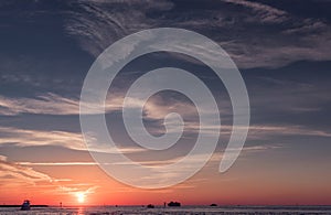 Sunset in Clearwater Beach, Florida. Landscape. Gulf of Mexico.