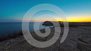 Sunset on the cliff of Cala Figuera, Majorca, Balearic Islands Spain