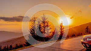 Sunset On Clingman`s Dome In Smoky Mountain National Park