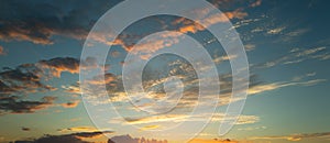 Sunset Clouds background. Dramatic Clouds Sunset Background. Sky with clouds in Sunrise. Sunrise with clouds in various