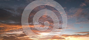 Sunset Clouds background. Dramatic Clouds Sunset Background. Sky with clouds in Sunrise. Sunrise with clouds in various