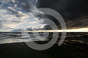 Sunset and clouds on the Baltic sea