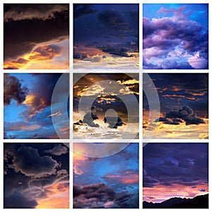 Sunset clouds collage