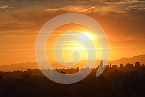 Sunset clouds and landscape