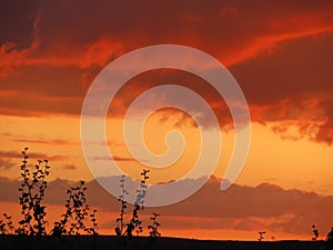 Sunset Clouds red sun reflection effect dawn
