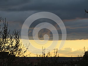 Sunset Clouds red sun reflection effect dawn
