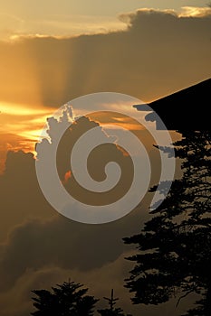 Sunset clouds at the top of emei mountain