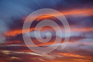 sunset cloudscape with red clouds