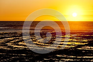 sunset at coast of Oleron Island, Poitou-Charentes, France