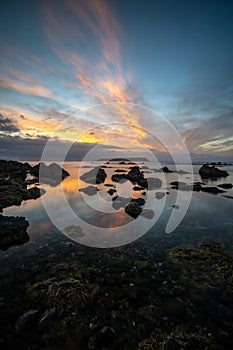 Sunset on the coast of Plimmerton near Wellington New Zealand