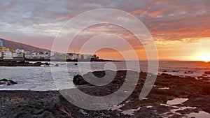 Sunset on the coast in Puerto de la Cruz