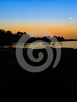 Sunset Coastal Scene Buceo Port, Montevideo Uruguay