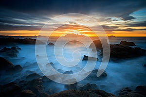 Sunset at Cobo bay, in Guernsey