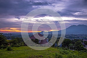 Sunset with views of Malang Java city of Indonesia