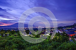 Sunset with views of Malang Java city of Indonesia