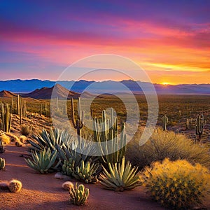 sunset colorful and vivid southwestern desert panoramic landscape image created by