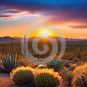 sunset colorful and vivid southwestern desert panoramic landscape image created by