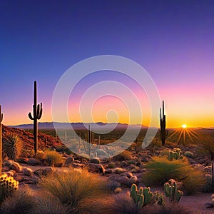 sunset colorful and vivid southwestern desert panoramic landscape image created by