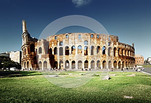 Sunset and Colosseum in Rome