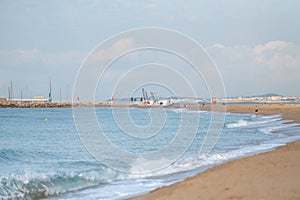 Sunset at Coma Ruga beach in Tarragona, Spain